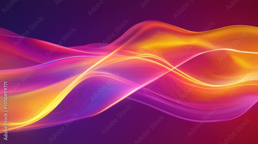 Abstract colorful sound waves flowing in vibrant hues against a dark background. Abstract colorful sound waves flowing in vibrant hues against a dark background.