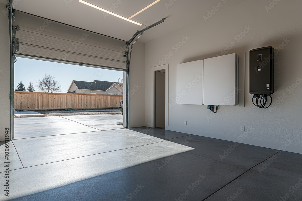 Obraz premium Modern Clean Garage with Large Space and Natural Light