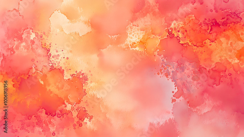 Vibrant Coral and Peach Watercolor Background