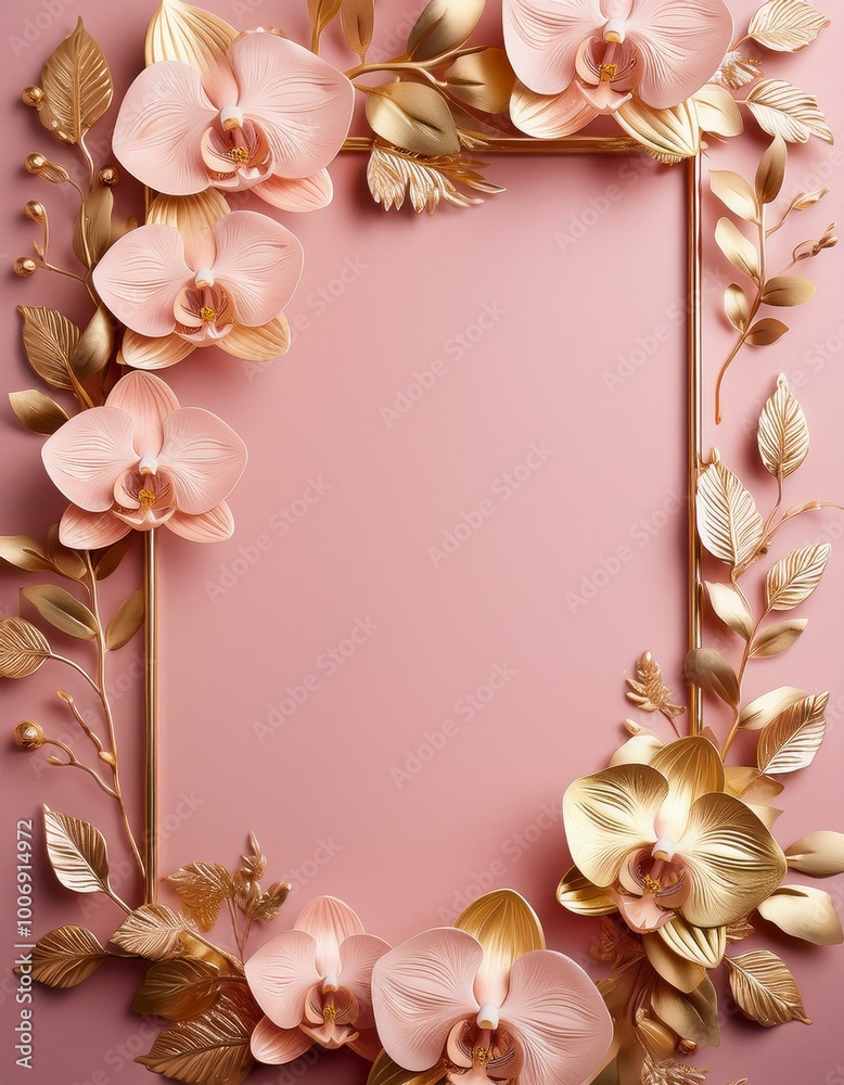 Pink & gold floral frame Pink & gold floral frame