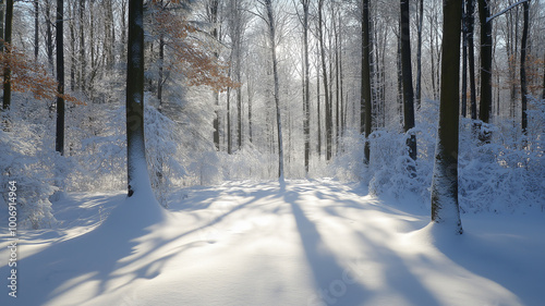 The magical beauty of a dense forest covered in fresh snow