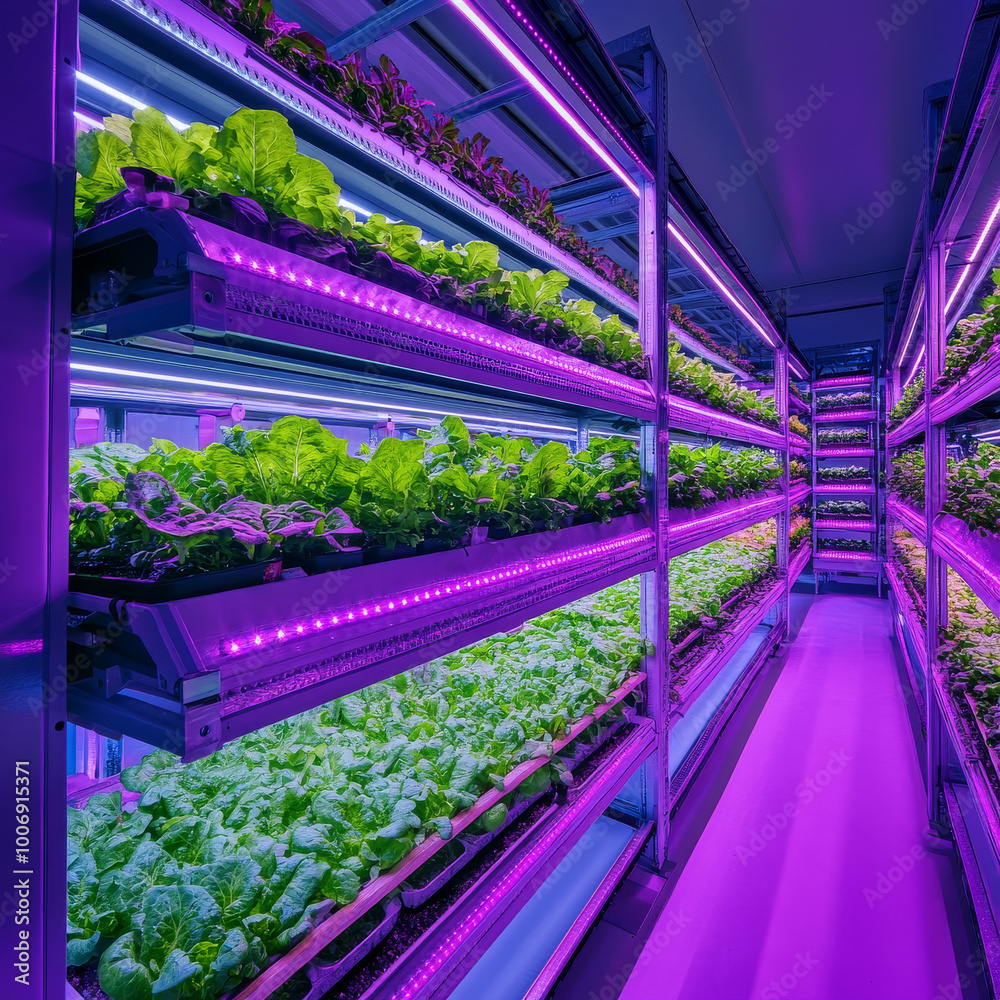 vibrant hydroponic vertical grow rack filled with lush green lettuce ...