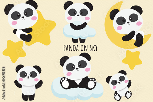 Panda on Sky Clipart.