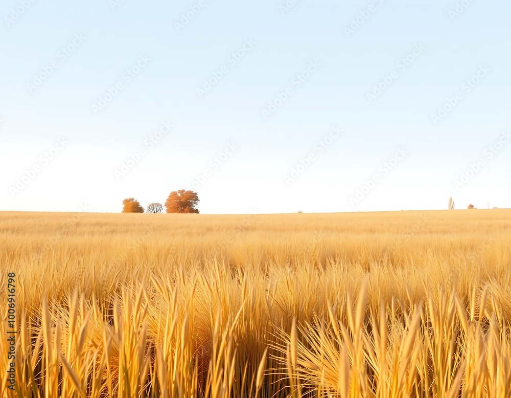 Obraz premium A calm and spacious poster depicting an open field in the midst of autumn, with tall golden grass swaying gently in the breeze.