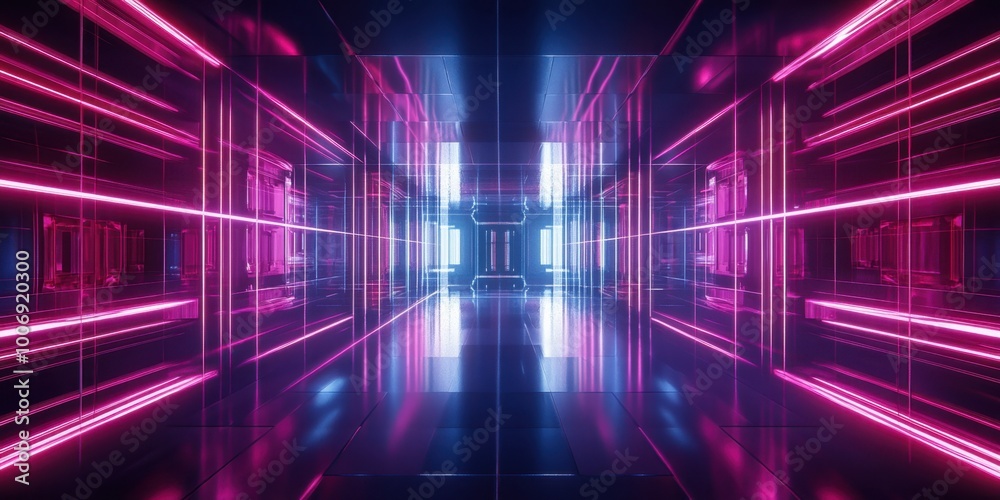 a dark corridor with neon lights a dark corridor with neon lights
