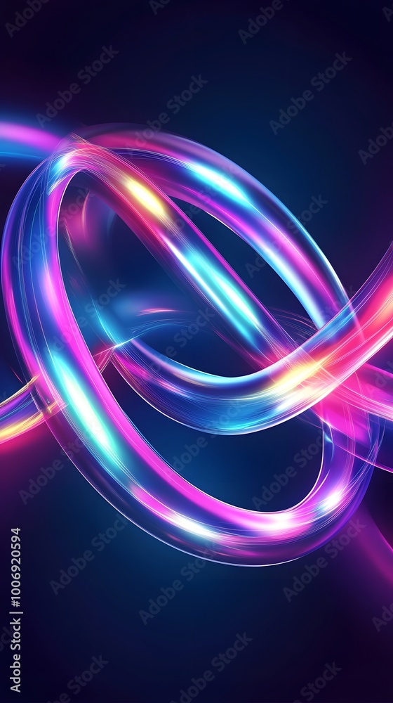 Abstract neon background with glowing light effects and dynamic curves in the shape of rings Abstract neon background with glowing light effects and dynamic curves in the shape of rings