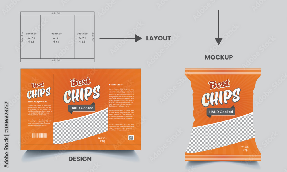 Potato chips package design, realistic vector design potato chips ...