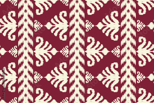 Ikat geometric folklore ornament with diamonds. Tribal ethnic vector texture. Seamless striped pattern in Aztec style. Folk embroidery. Indian, Scandinavian, Gypsy, Mexican, African rug.