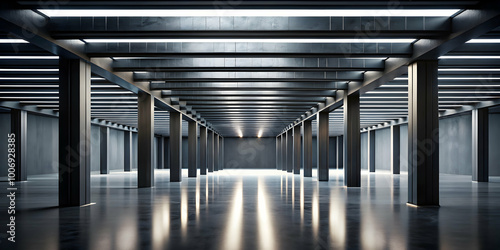 Fototapeta Naklejka Na Ścianę i Meble -  Industrial Chic:Vast, Modern Underground Space