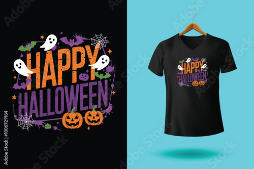 Halloween t shirt design by ai illustrator.