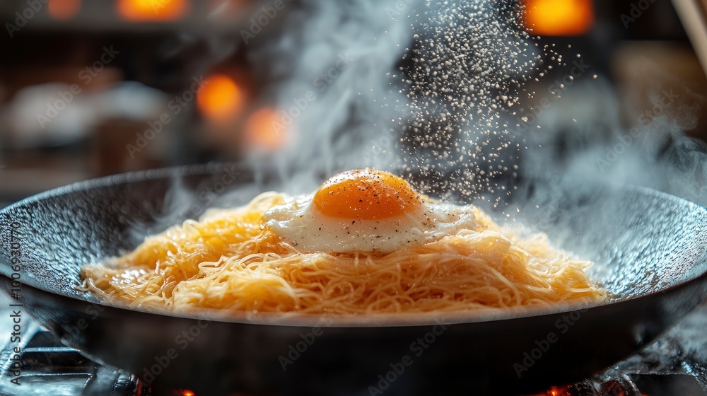 Steaming Noodles With Fried Egg and Pepper Steaming Noodles With Fried Egg and Pepper