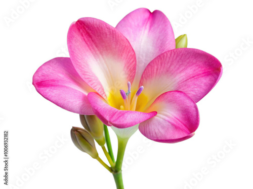 Delicate Pink Freesia Flower Isolated on Transparent Background