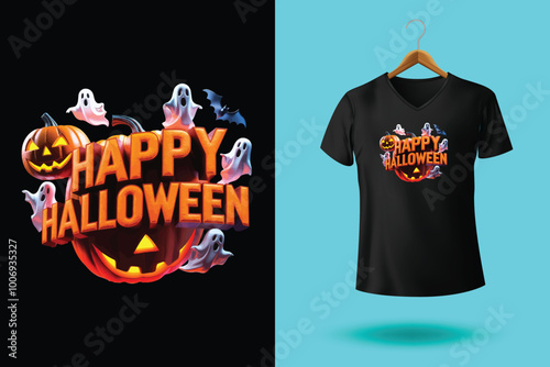 Halloween t shirt design by ai illustrator.