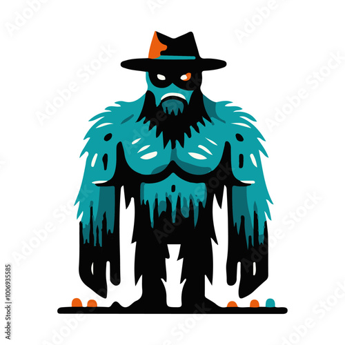 Spooky Cryptid Monster Vector Design Element: Eerie Graphic for Mythical Creature Illustrations