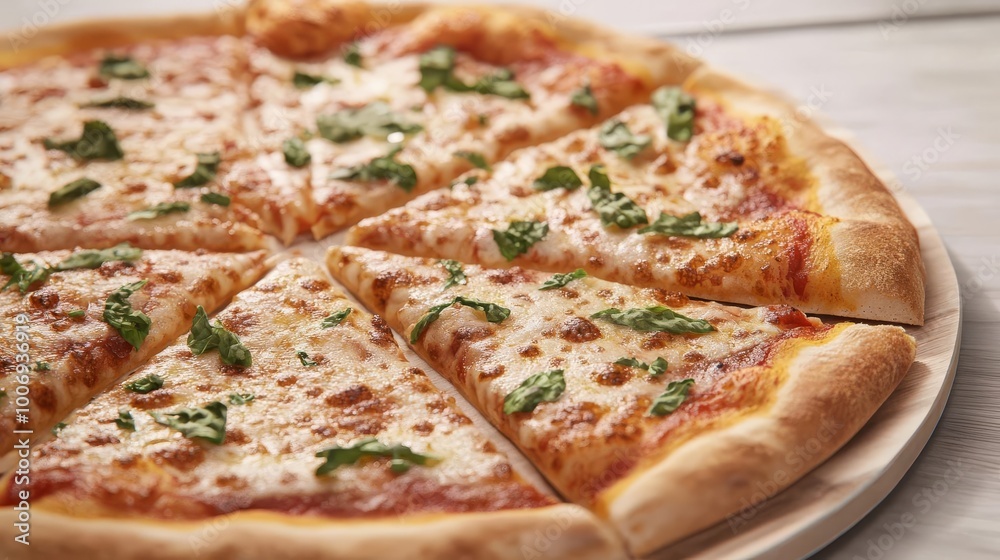 Freshly baked pizza, savory herbs, golden crust, 3D illustration Freshly baked pizza, savory herbs, golden crust, 3D illustration