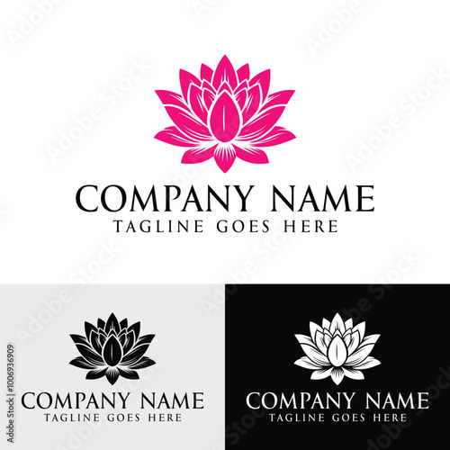 Serenity Lotus Pink Color Logo Design Template