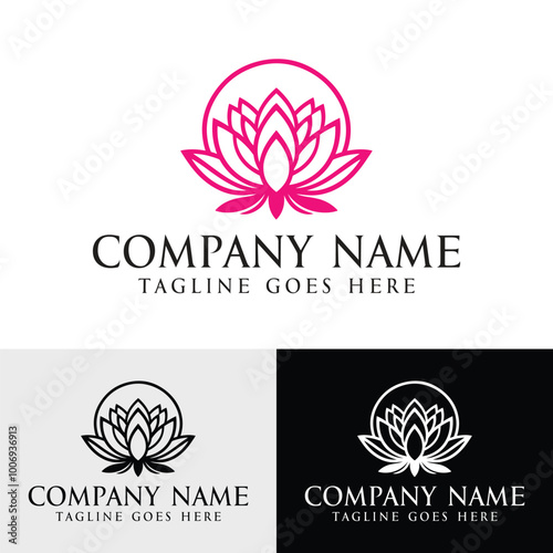 Serenity Lotus Outline Logo Design Template photo