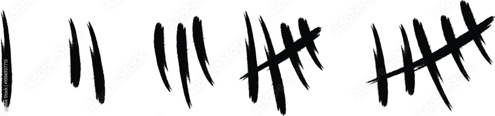 Tally mark number lines. Hand drawn sticks for counting time.vector eps10 Tally mark number lines. Hand drawn sticks for counting time.vector eps10
