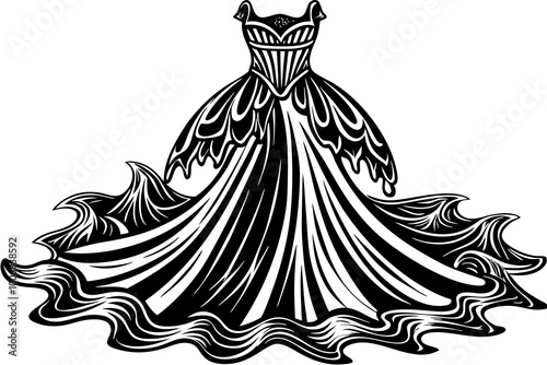 Wedding dress black icon vector sign on isolated background