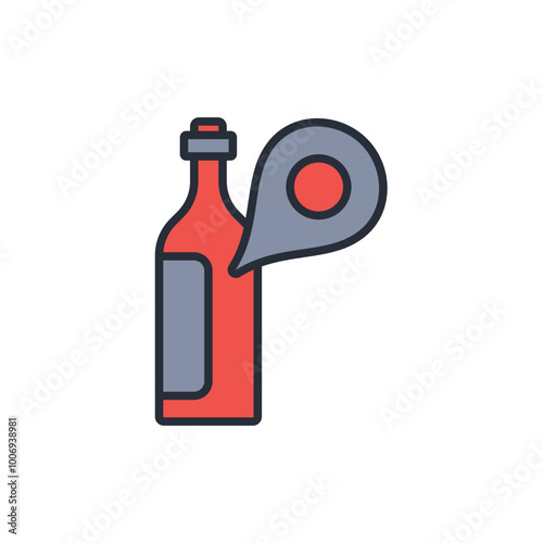 wine location icon. vector.Editable stroke.linear style sign for use web design,logo.Symbol illustration.
