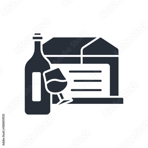 wine shop icon. vector.Editable stroke.linear style sign for use web design,logo.Symbol illustration.