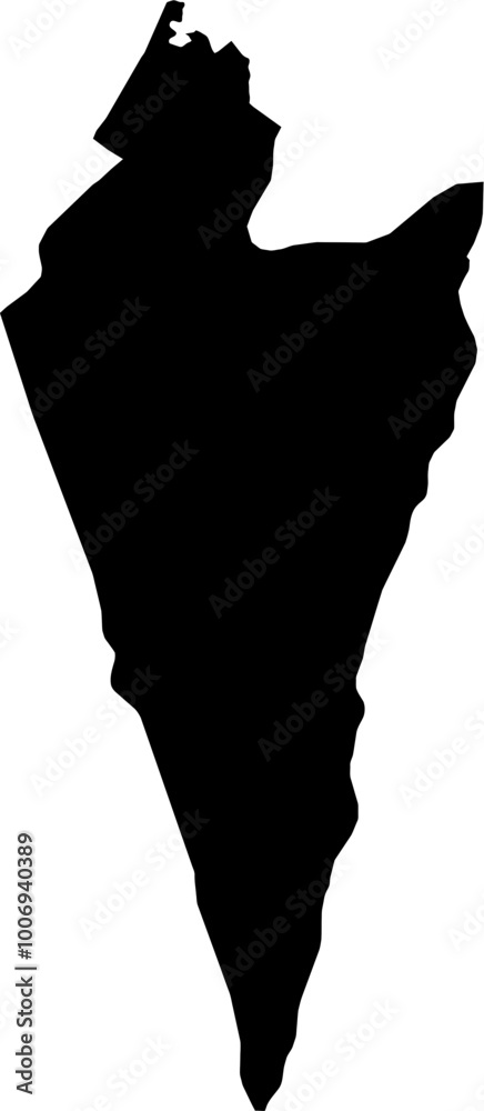 Contour map of the state of HaDarom, Israel. Graphic illustration on a transparent background with black region borders Contour map of the state of HaDarom, Israel. Graphic illustration on a transparent background with black region borders