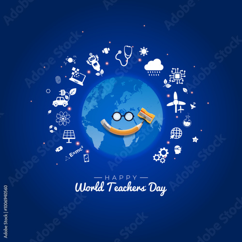 Happy World Teachers Day. creative concept, idea for Teachers Day. Banner, poster, social media post, template, background, postcard design.