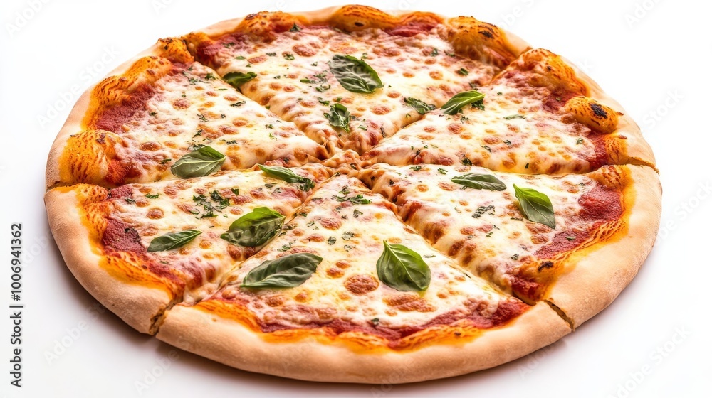 Margarita pizza herbs, freshly baked, melted cheese, 3D illustration Margarita pizza herbs, freshly baked, melted cheese, 3D illustration