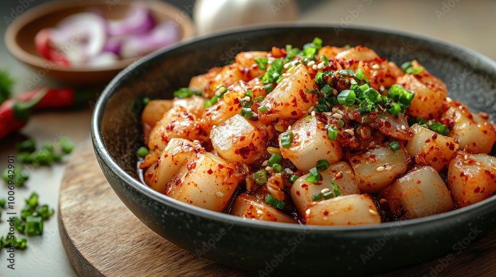 Spicy Korean Rice Cakes with Green Onions Spicy Korean Rice Cakes with Green Onions