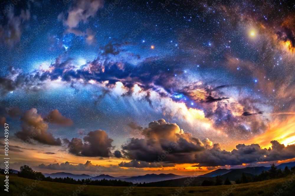 Night sky with stars and clouds Night sky with stars and clouds