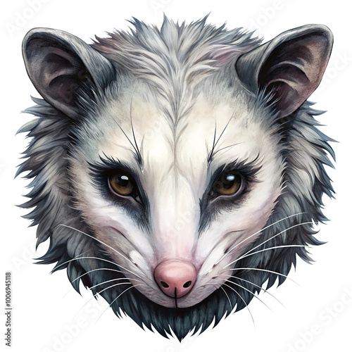  Opossum Face Mask Illustration on a Transparent BackgroundPNG photo