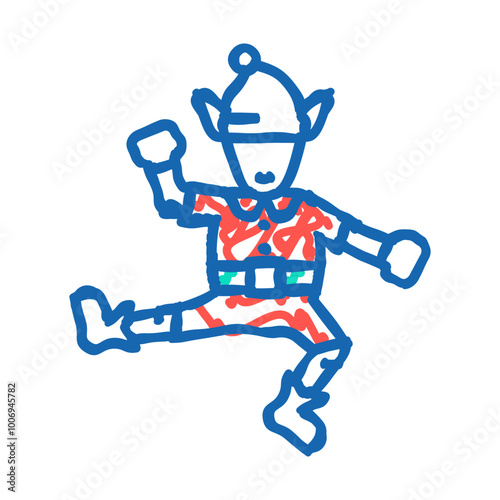 elf christmas xmas doodle icon sketch vector. elf christmas xmas sign. isolated symbol illustration