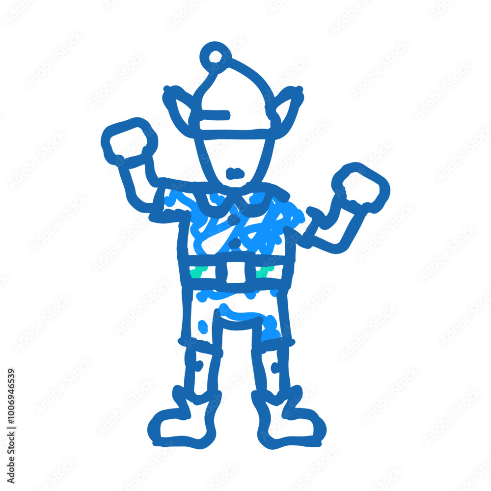 elf cute xmas doodle icon sketch vector. elf cute xmas sign. isolated symbol illustration elf cute xmas doodle icon sketch vector. elf cute xmas sign. isolated symbol illustration