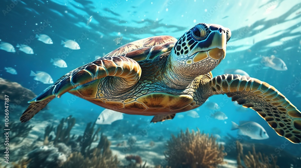 Fototapeta premium Sea Turtle (Chelonia mydas)