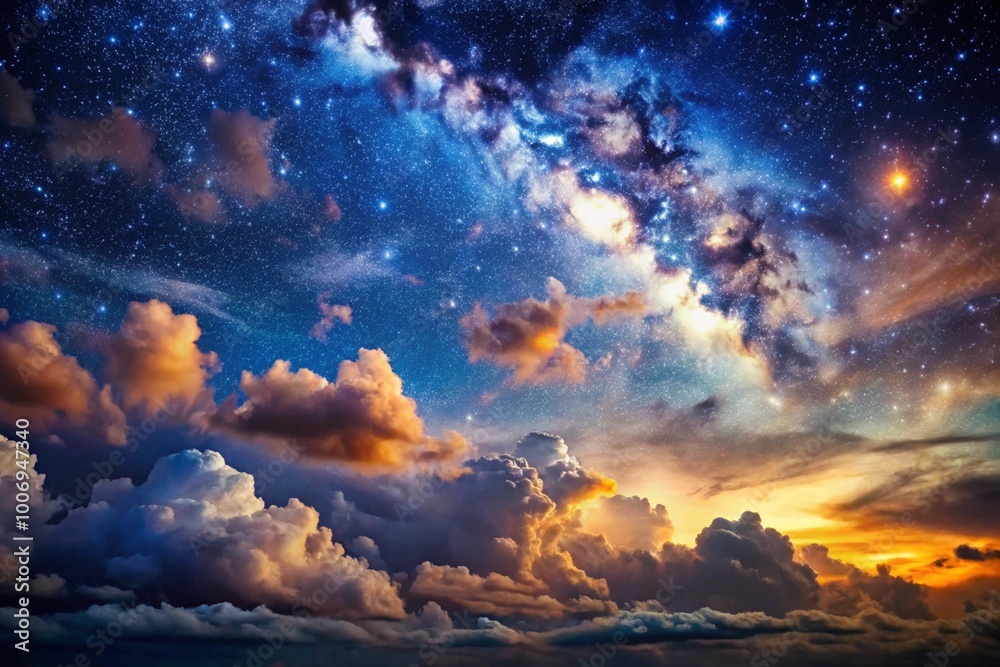 Fototapeta premium Night sky with stars and clouds