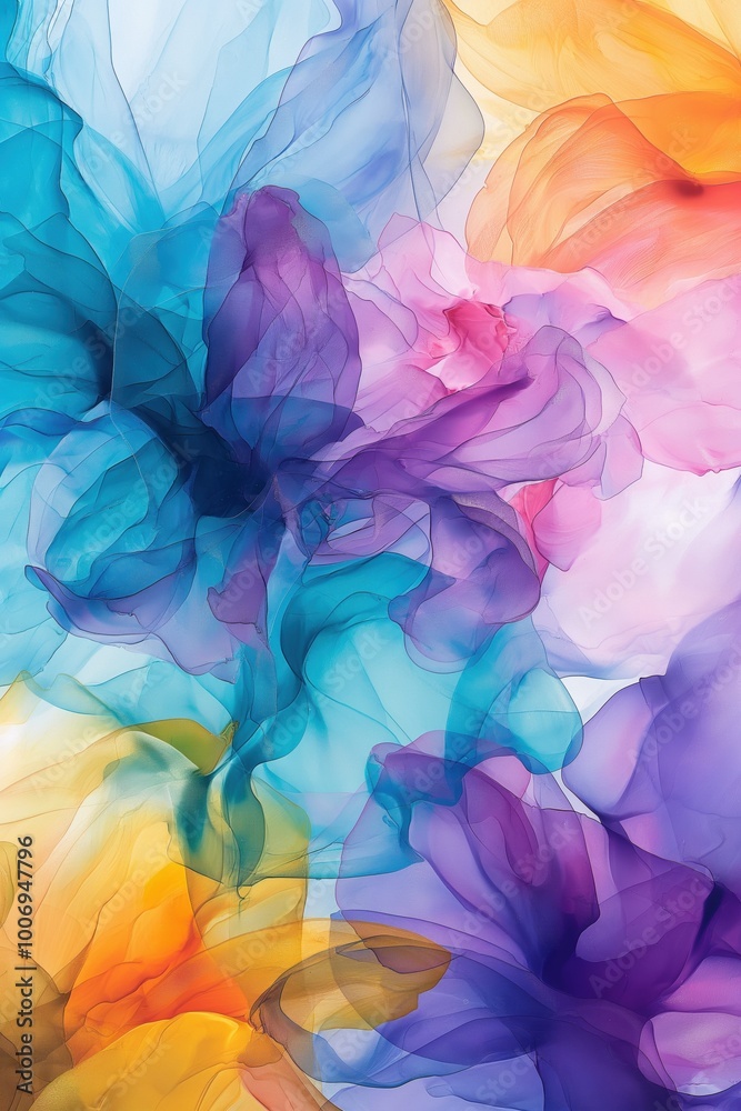 Obraz premium Vibrant abstract art with colorful flowing petals and dreamlike design elements