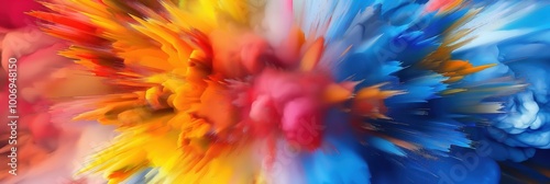 Vibrant burst of colorful paint splash in abstract art explosion banner