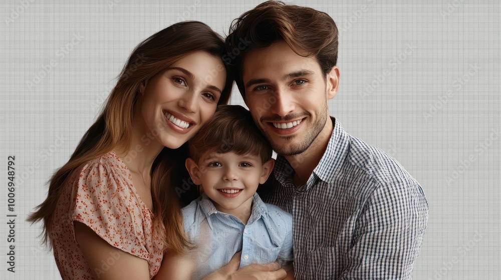 Caucasian European family with couple posing with their son posing over isolated transparent background Caucasian European family with couple posing with their son posing over isolated transparent background