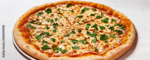 Margarita pizza with vibrant herbs, savory cheese, 3D illustration