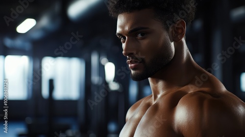 Close-up shot of a satisfied fitness enthusiast in the gym after a workout