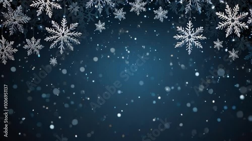 blue christmas background with snowflakes
