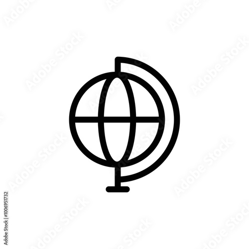 Earth Globe Lined Icon – Simple Outline of the Globe Symbol