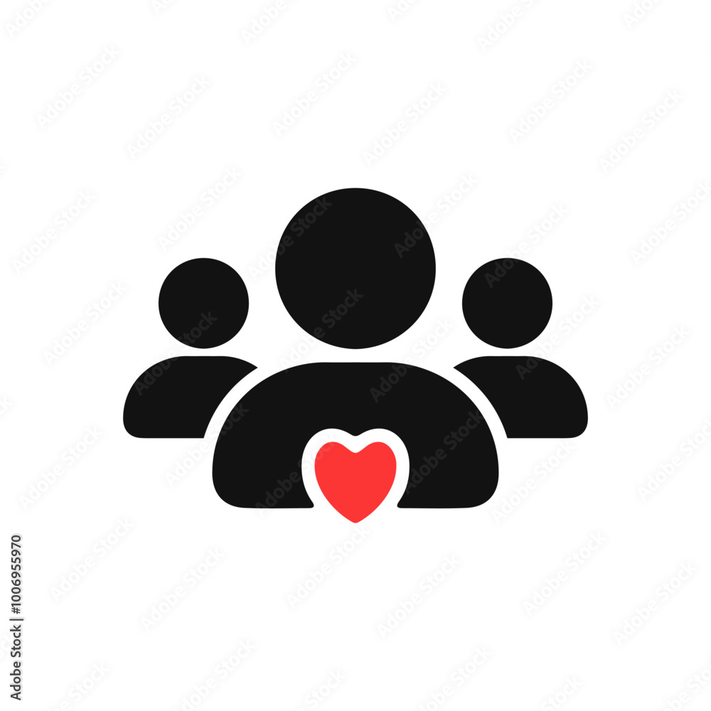 Volunteers with red hearth vector icon design. 
