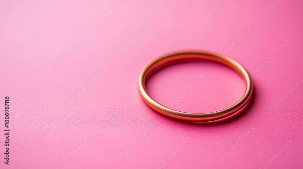A simple circular gold frame rests against a pale pink backdrop, reflecting soft light. This design element offers a versatile space for creative ideas and decorative uses A simple circular gold frame rests against a pale pink backdrop, reflecting soft light. This design element offers a versatile space for creative ideas and decorative uses