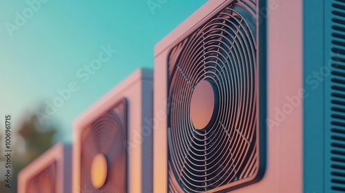 A close-up of anti-vibration mounts installed under a heat pump, highlighting their buffering capacity Generative AI photo