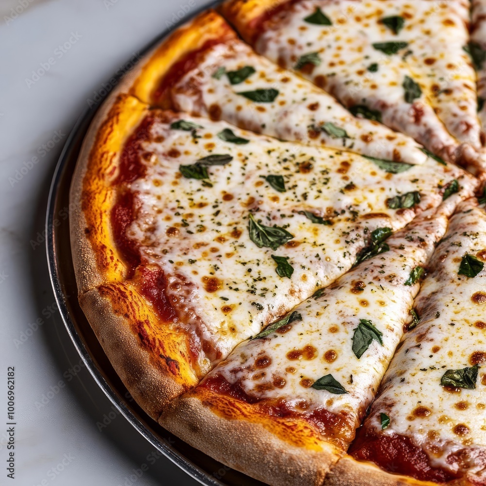 Classic margarita pizza, melted cheese herbs Classic margarita pizza, melted cheese herbs