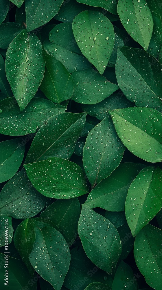 Obraz premium A close-up of a cluster of tropical green leaves