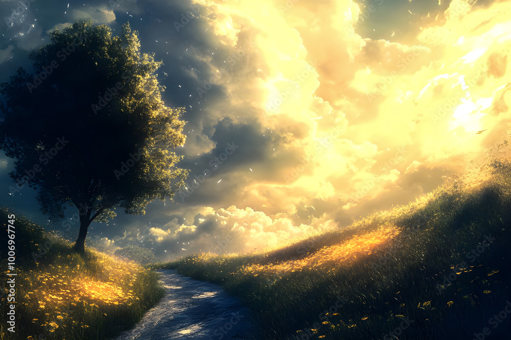 Photorealistic Clouds – A Serene Landscape Background Photorealistic Clouds – A Serene Landscape Background