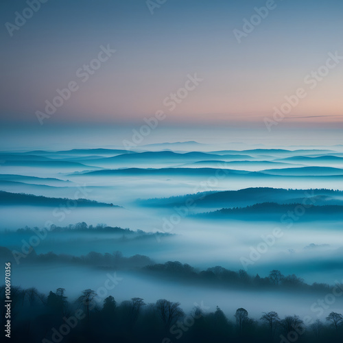 A beautiful foggy forest landscape photography wallpaper