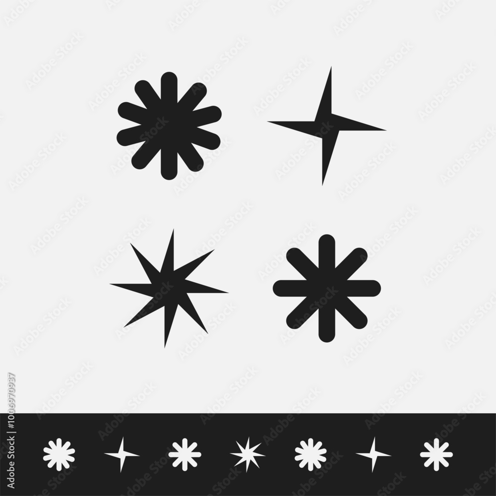 Fototapeta premium Star Symbol Vector Set Rounded Sharp Modern